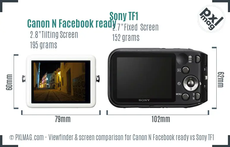 Canon N Facebook ready vs Sony TF1 Screen and Viewfinder comparison