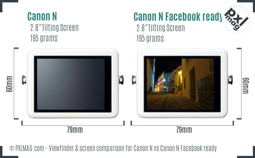 Canon N vs Canon N Facebook ready Screen and Viewfinder comparison