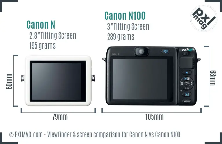 Canon N vs Canon N100 Screen and Viewfinder comparison Canon N vs Canon N100 Screen and Viewfinder comparison