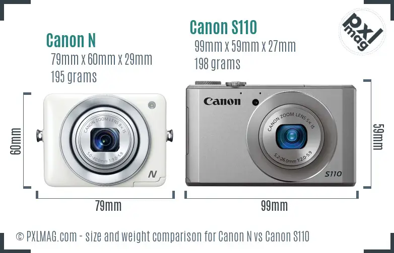 Canon N vs Canon S110 size comparison