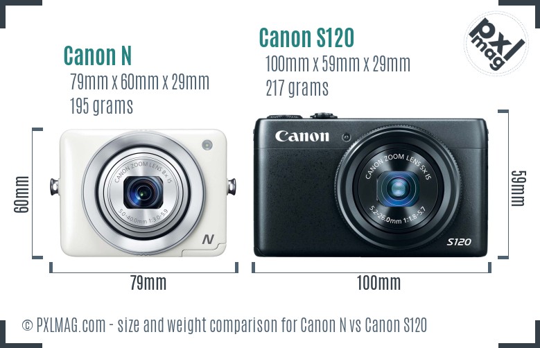 Canon N vs Canon S120 size comparison Canon N vs Canon S120 size comparison