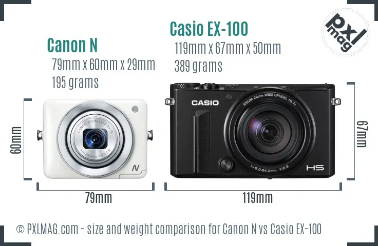 Canon N vs Casio EX-100 size comparison Canon N vs Casio EX-100 size comparison