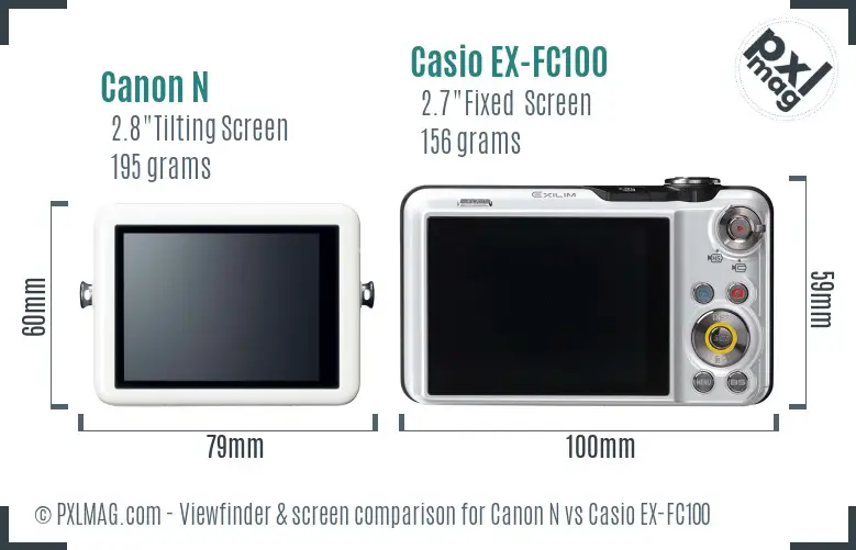 Canon N vs Casio EX-FC100 Screen and Viewfinder comparison Canon N vs Casio EX-FC100 Screen and Viewfinder comparison