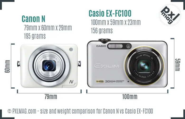 Canon N vs Casio EX-FC100 size comparison Canon N vs Casio EX-FC100 size comparison
