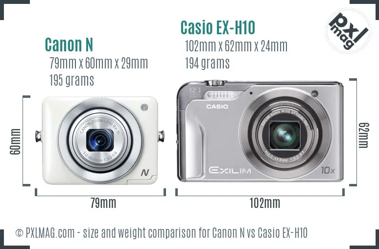 Canon N vs Casio EX-H10 size comparison Canon N vs Casio EX-H10 size comparison
