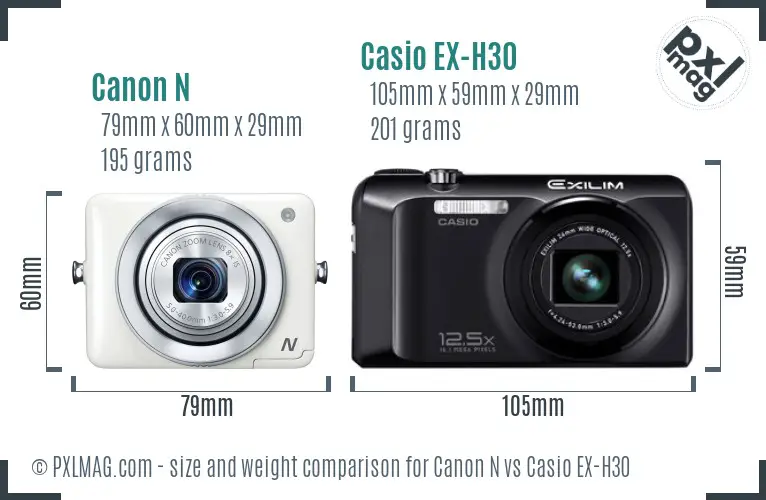 Canon N vs Casio EX-H30 size comparison Canon N vs Casio EX-H30 size comparison