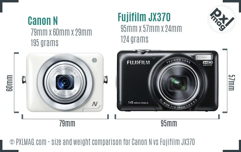 Canon N vs Fujifilm JX370 size comparison Canon N vs Fujifilm JX370 size comparison