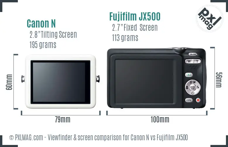 Canon N vs Fujifilm JX500 Screen and Viewfinder comparison Canon N vs Fujifilm JX500 Screen and Viewfinder comparison