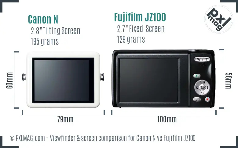 Canon N vs Fujifilm JZ100 Screen and Viewfinder comparison Canon N vs Fujifilm JZ100 Screen and Viewfinder comparison