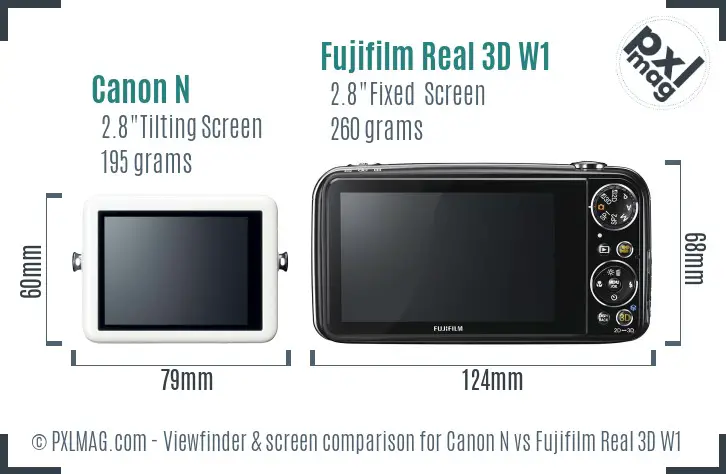 Canon N vs Fujifilm Real 3D W1 Screen and Viewfinder comparison