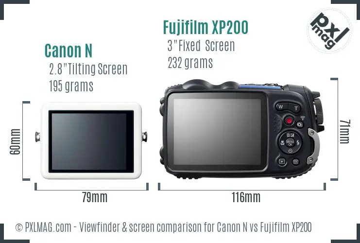Canon N vs Fujifilm XP200 Screen and Viewfinder comparison Canon N vs Fujifilm XP200 Screen and Viewfinder comparison