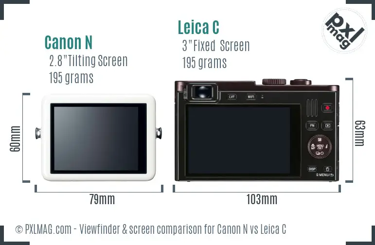 Canon N vs Leica C Screen and Viewfinder comparison