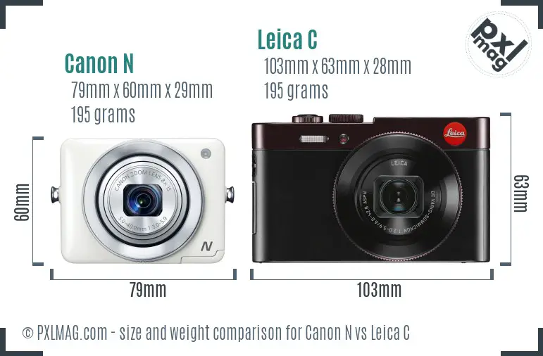 Canon N vs Leica C size comparison