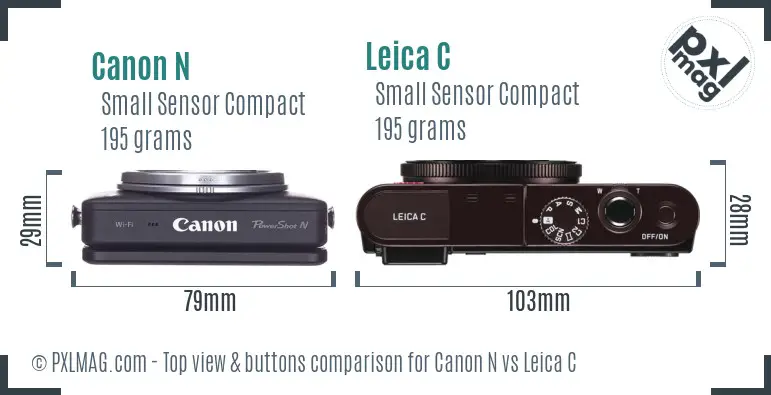 Canon N vs Leica C top view buttons comparison