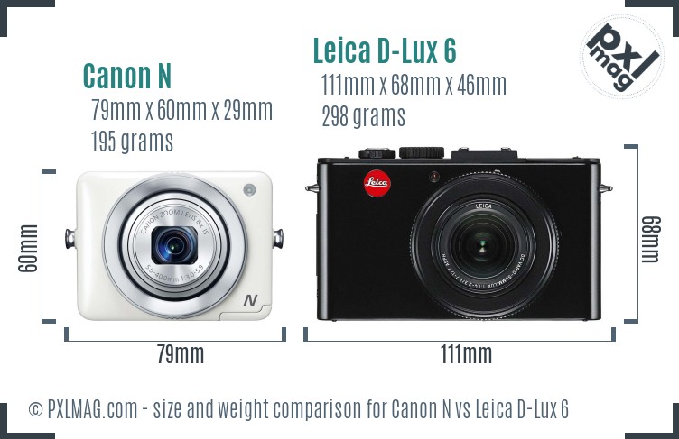 Canon N vs Leica D-Lux 6 size comparison