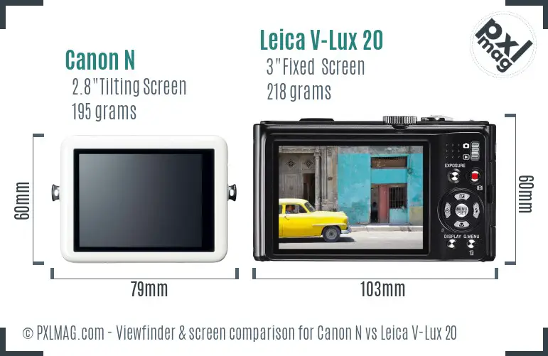 Canon N vs Leica V-Lux 20 Screen and Viewfinder comparison Canon N vs Leica V-Lux 20 Screen and Viewfinder comparison