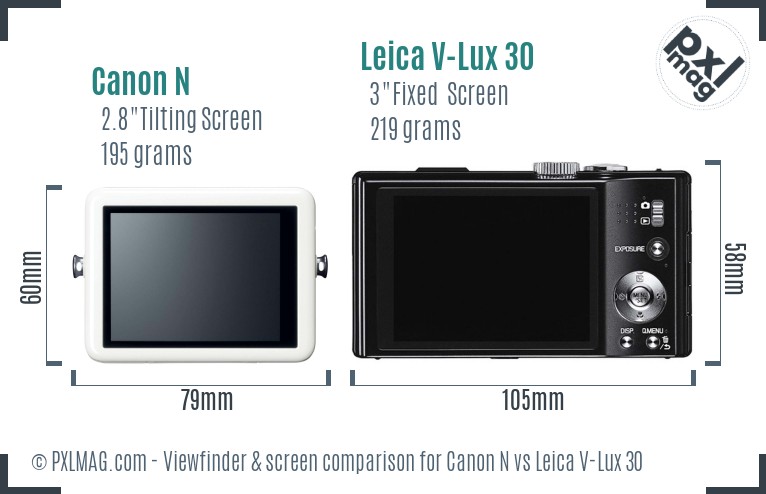 Canon N vs Leica V-Lux 30 Screen and Viewfinder comparison