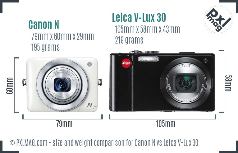 Canon N vs Leica V-Lux 30 size comparison