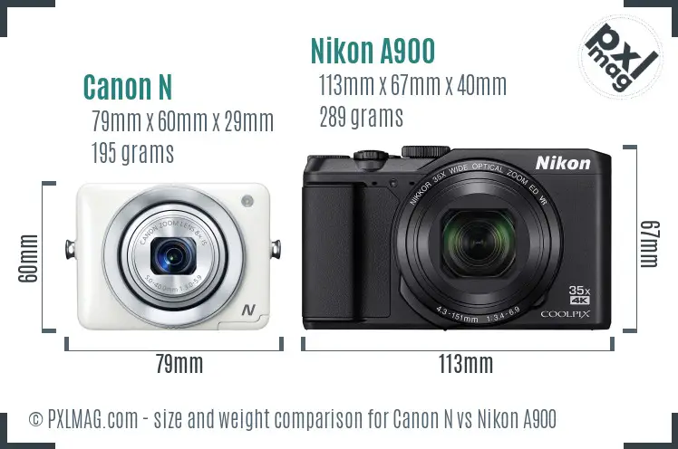 Canon N vs Nikon A900 size comparison