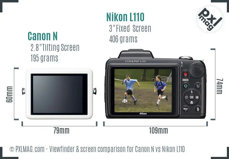 Canon N vs Nikon L110 Screen and Viewfinder comparison Canon N vs Nikon L110 Screen and Viewfinder comparison