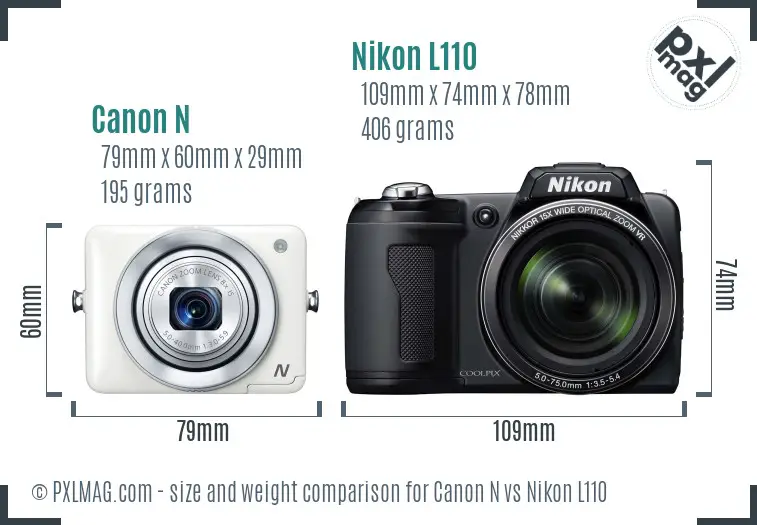 Canon N vs Nikon L110 size comparison Canon N vs Nikon L110 size comparison