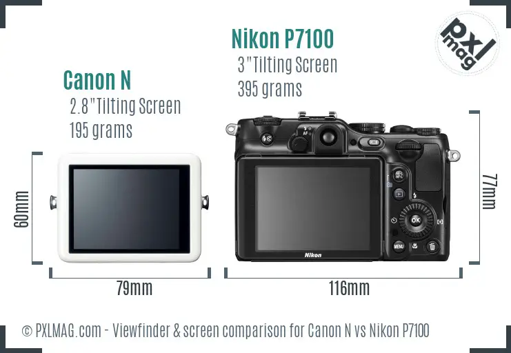 Canon N vs Nikon P7100 Screen and Viewfinder comparison