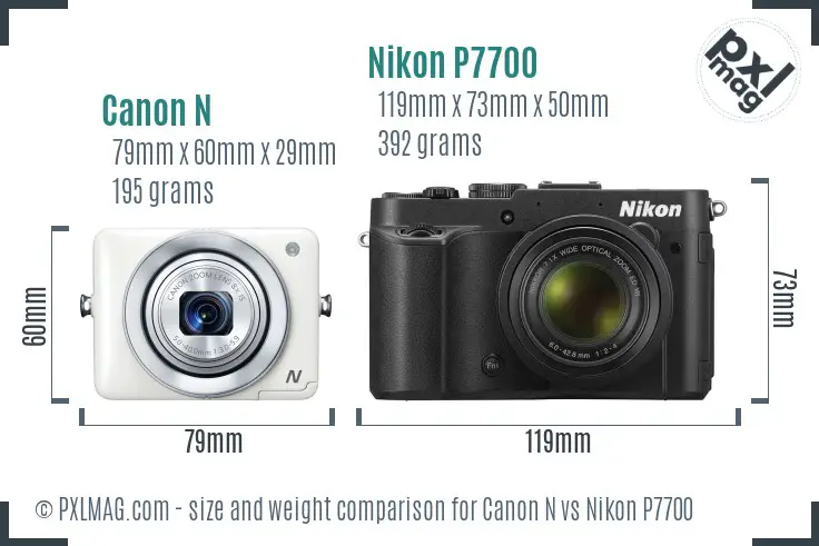 Canon N vs Nikon P7700 size comparison