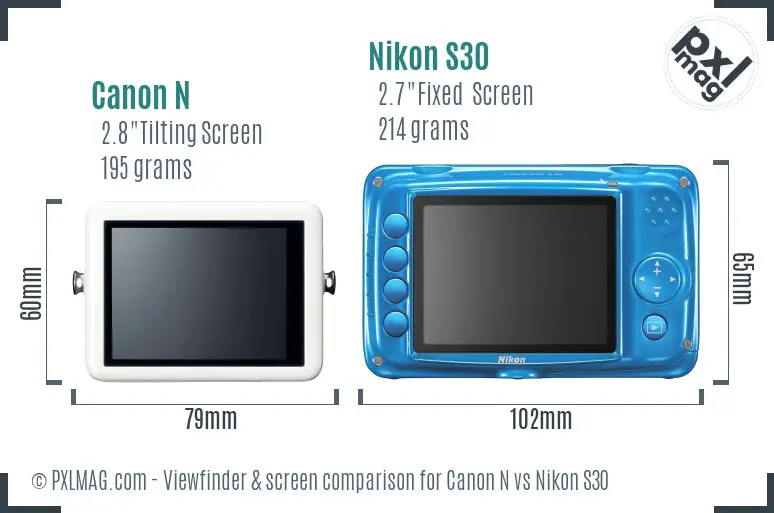 Canon N vs Nikon S30 Screen and Viewfinder comparison Canon N vs Nikon S30 Screen and Viewfinder comparison