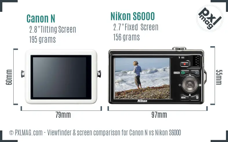 Canon N vs Nikon S6000 Screen and Viewfinder comparison Canon N vs Nikon S6000 Screen and Viewfinder comparison