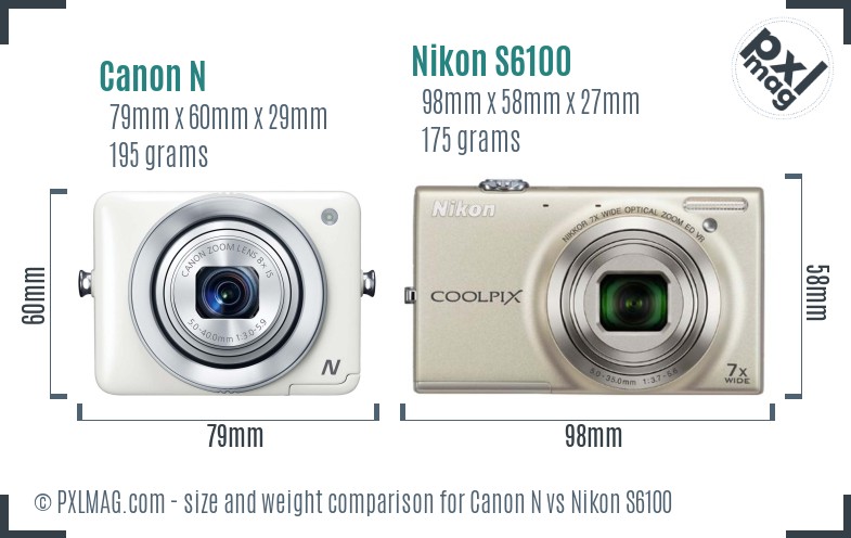 Canon N vs Nikon S6100 size comparison