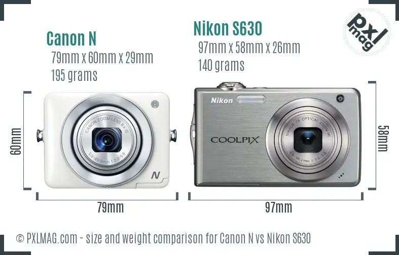 Canon N vs Nikon S630 size comparison Canon N vs Nikon S630 size comparison