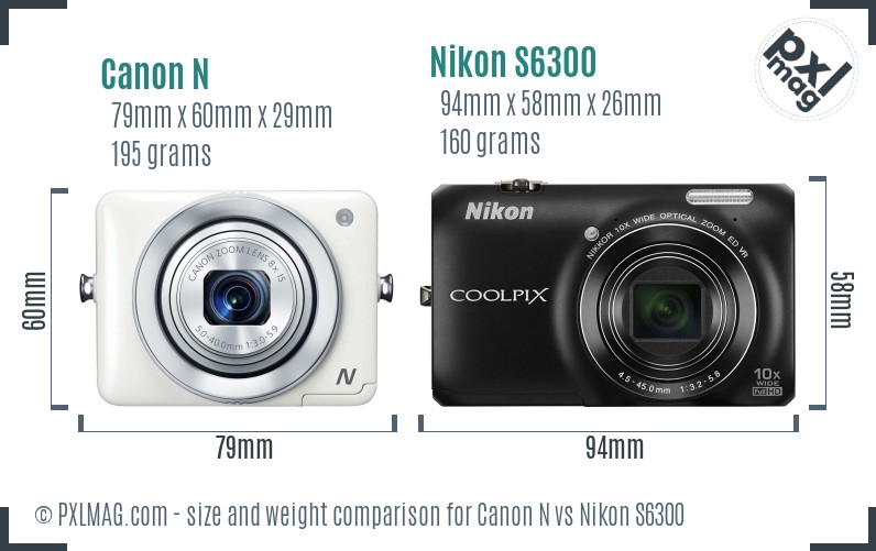 Canon N vs Nikon S6300 size comparison Canon N vs Nikon S6300 size comparison