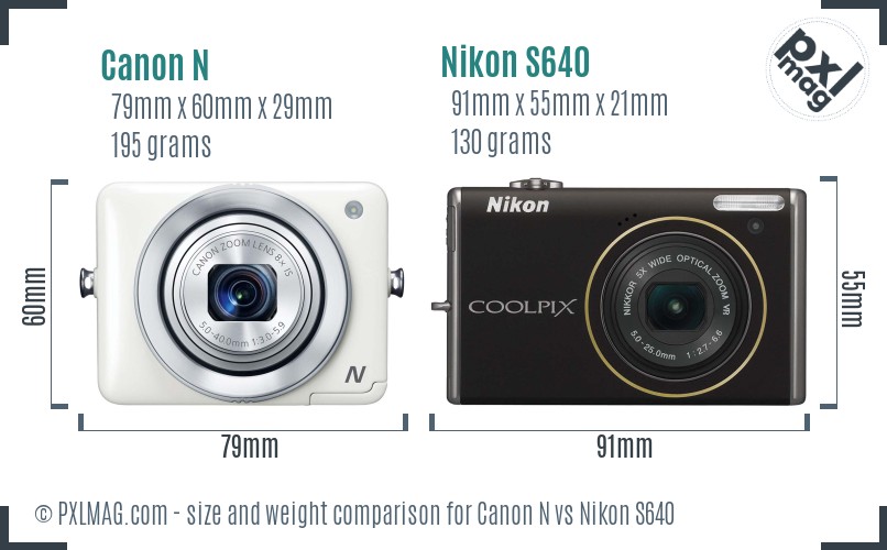 Canon N vs Nikon S640 size comparison Canon N vs Nikon S640 size comparison