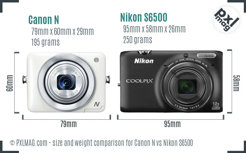 Canon N vs Nikon S6500 size comparison Canon N vs Nikon S6500 size comparison