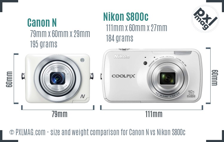 Canon N vs Nikon S800c size comparison Canon N vs Nikon S800c size comparison
