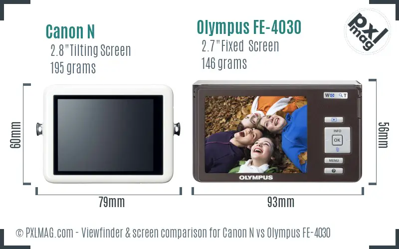 Canon N vs Olympus FE-4030 Screen and Viewfinder comparison Canon N vs Olympus FE-4030 Screen and Viewfinder comparison