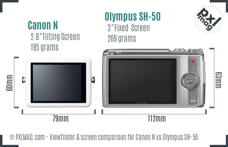Canon N vs Olympus SH-50 Screen and Viewfinder comparison Canon N vs Olympus SH-50 Screen and Viewfinder comparison
