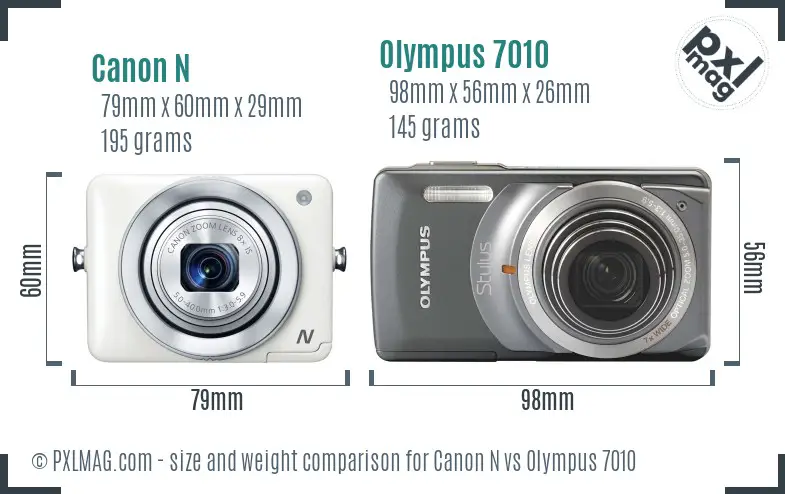 Canon N vs Olympus 7010 size comparison