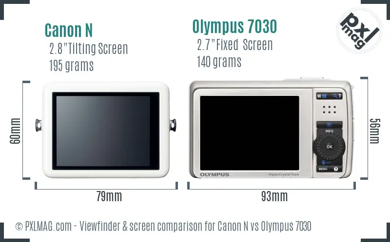 Canon N vs Olympus 7030 Screen and Viewfinder comparison