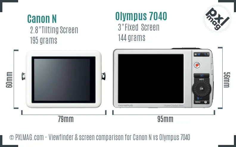 Canon N vs Olympus 7040 Screen and Viewfinder comparison
