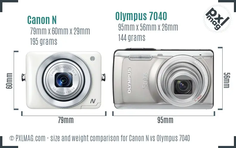 Canon N vs Olympus 7040 size comparison