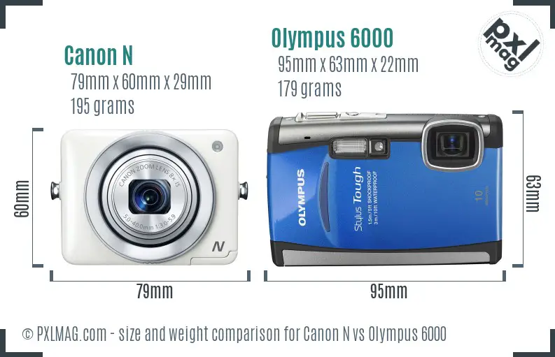 Canon N vs Olympus 6000 size comparison