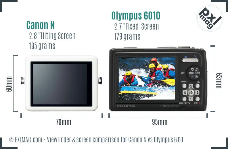 Canon N vs Olympus 6010 Screen and Viewfinder comparison