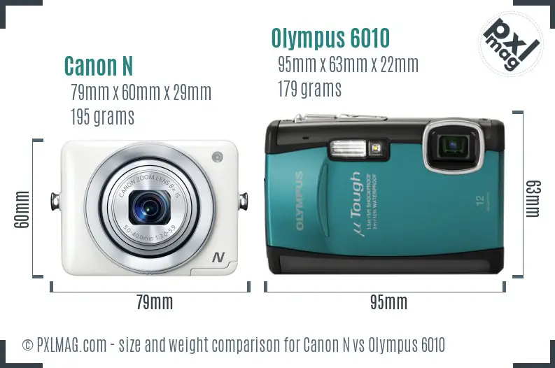 Canon N vs Olympus 6010 size comparison