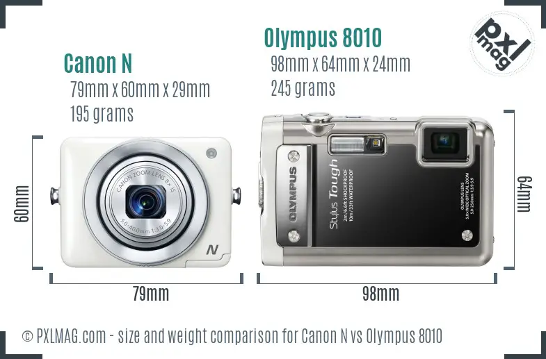 Canon N vs Olympus 8010 size comparison