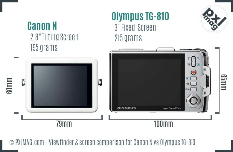 Canon N vs Olympus TG-810 Screen and Viewfinder comparison