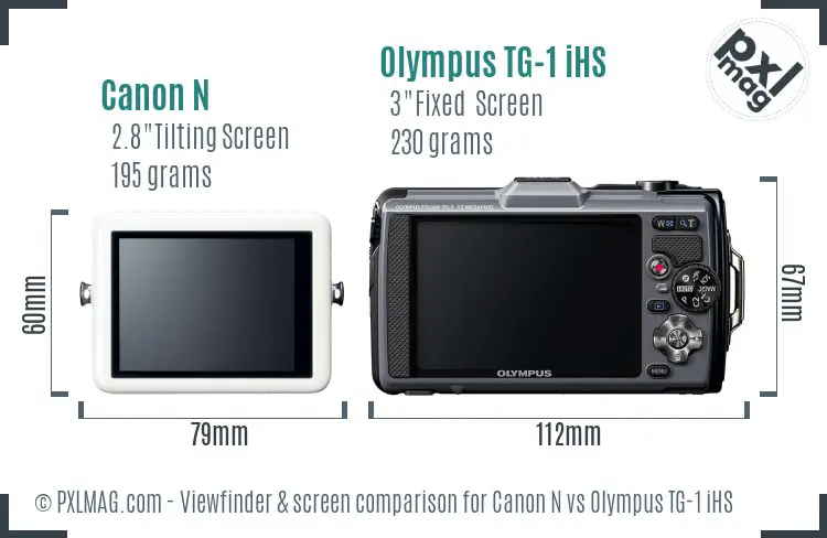 Canon N vs Olympus TG-1 iHS Screen and Viewfinder comparison