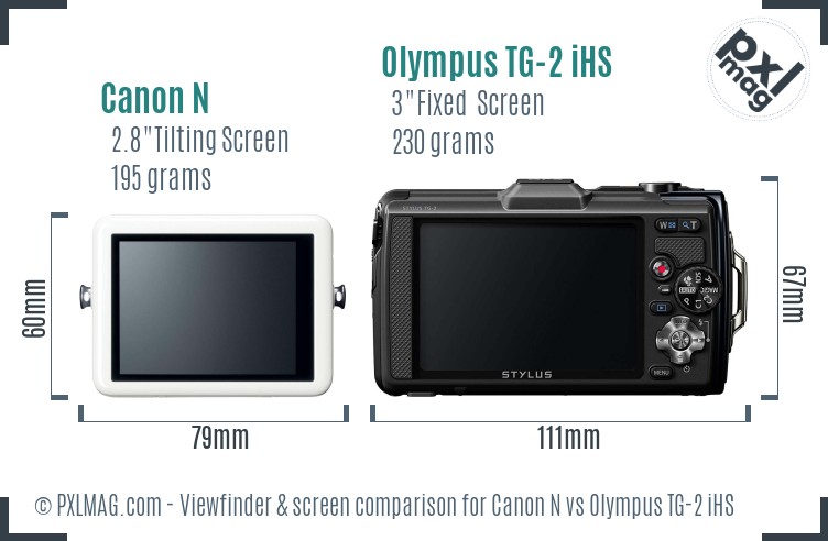 Canon N vs Olympus TG-2 iHS Screen and Viewfinder comparison