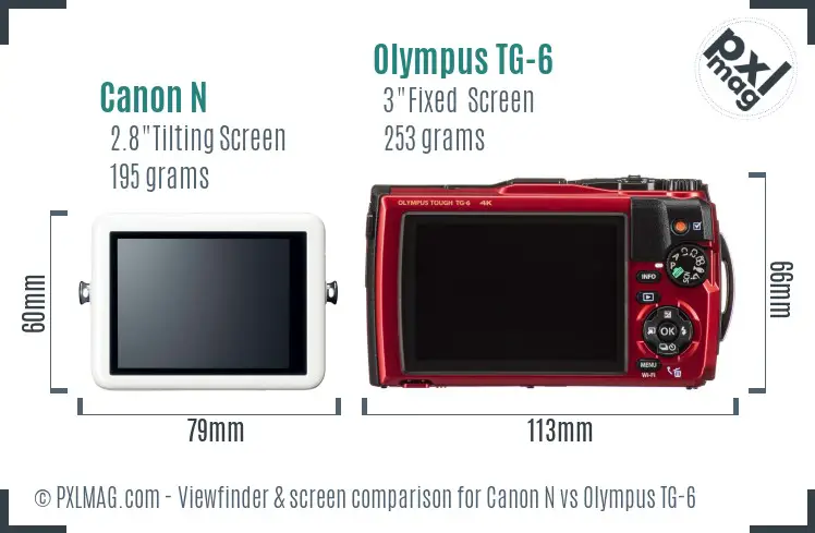 Canon N vs Olympus TG-6 Screen and Viewfinder comparison Canon N vs Olympus TG-6 Screen and Viewfinder comparison