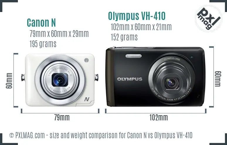 Canon N vs Olympus VH-410 size comparison Canon N vs Olympus VH-410 size comparison